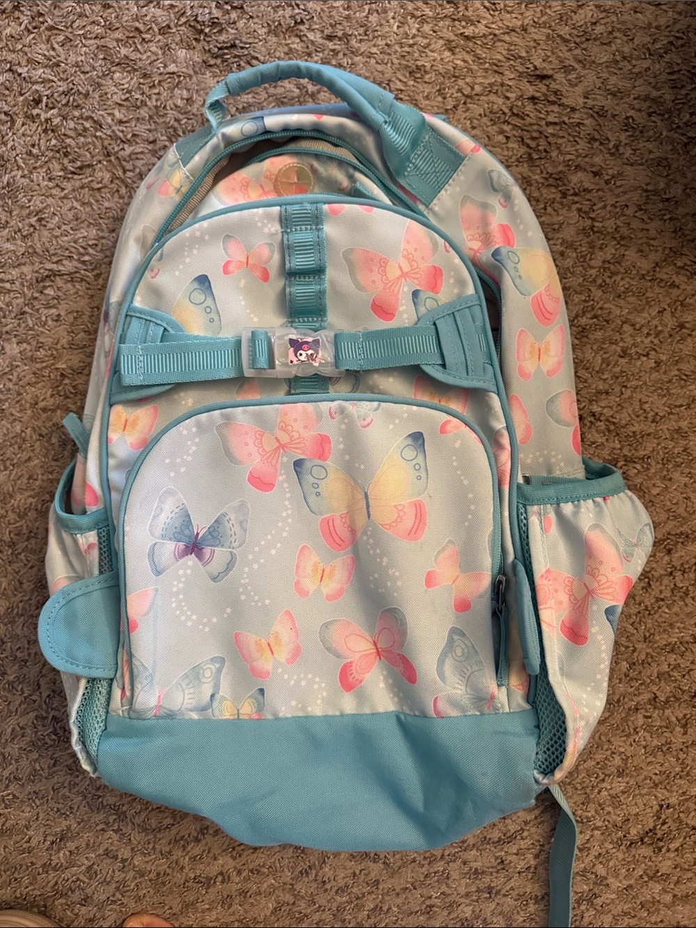 Pottery Barn Kids Butterfly Print Backpack - Light Blue & Pink